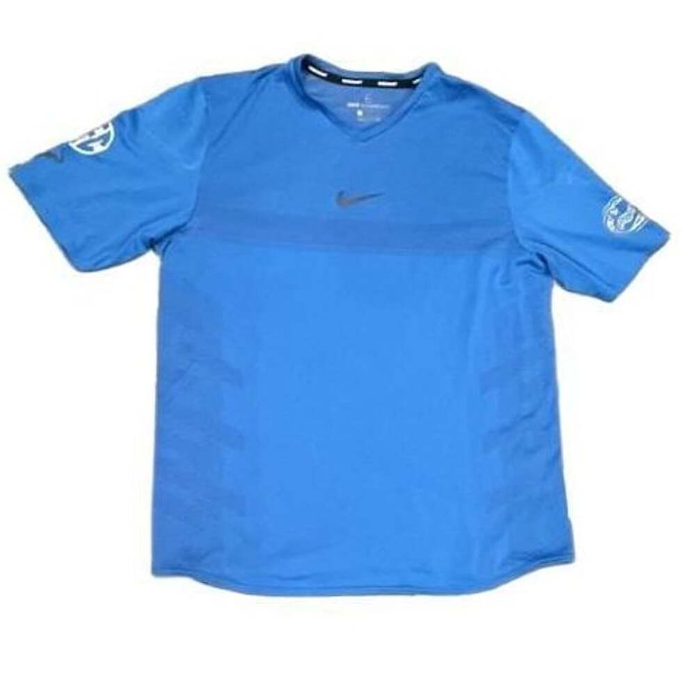 Nike Court Rafa AeroReact Tennis T-Shirt Size L Blue Athletic Shirt